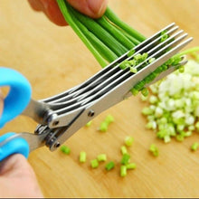 Load image into Gallery viewer, Multi-functional Stainless Steel Kitchen Multi-Layers 5 Layers Scissors Shredded Scallion Cut Herb Spices Scissors Cooking Tools
